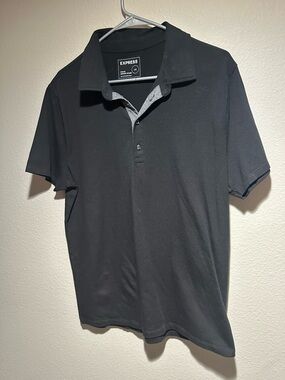 Express Black Men’s Polo with Contrast Placket